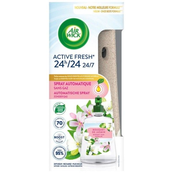  Air wick Active Fresh Désodorisant Automatique Sans Gaz Bouquet de Jasmin 228ml