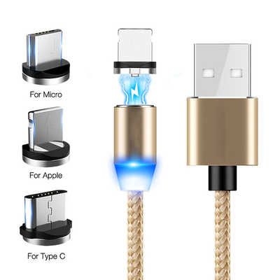  Câble Magnétique 3En1 3A - Micro-Usb+Type-C+Lightning - Dorée