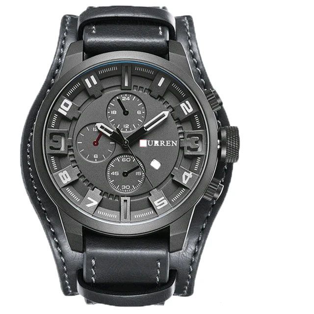  Curren Montre Homme -  bracelet en cuir - noir