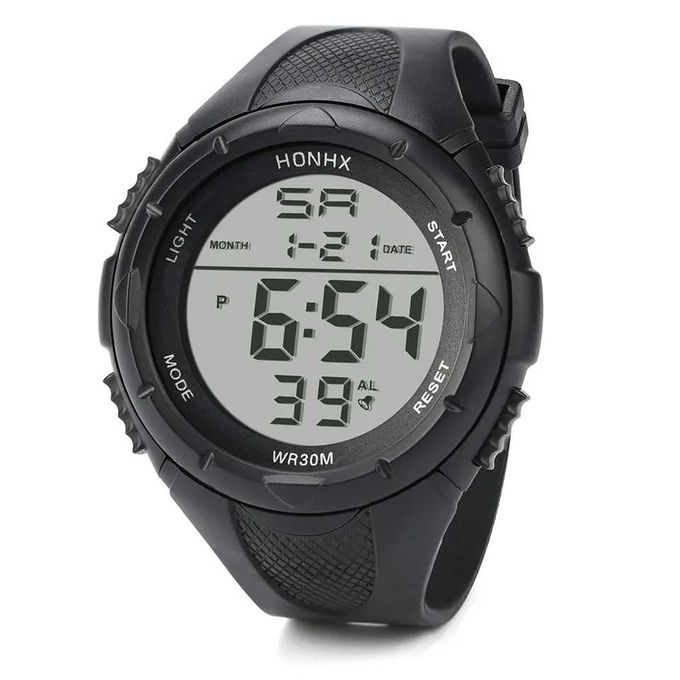  Montre homme - Sport - Bracelet en silicone - Noir