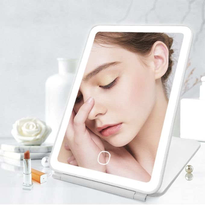  Miroir de Maquillage LED 3 Modes de Voyage Portable Pliable Rechargeable USB