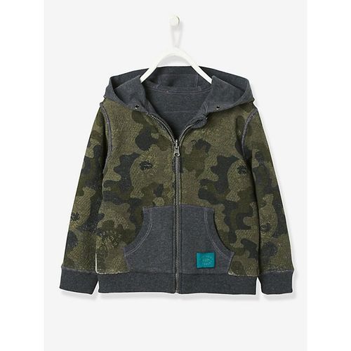  Vertbaudet Sweat Zippé Garçon Réversible - Camouflage Grise