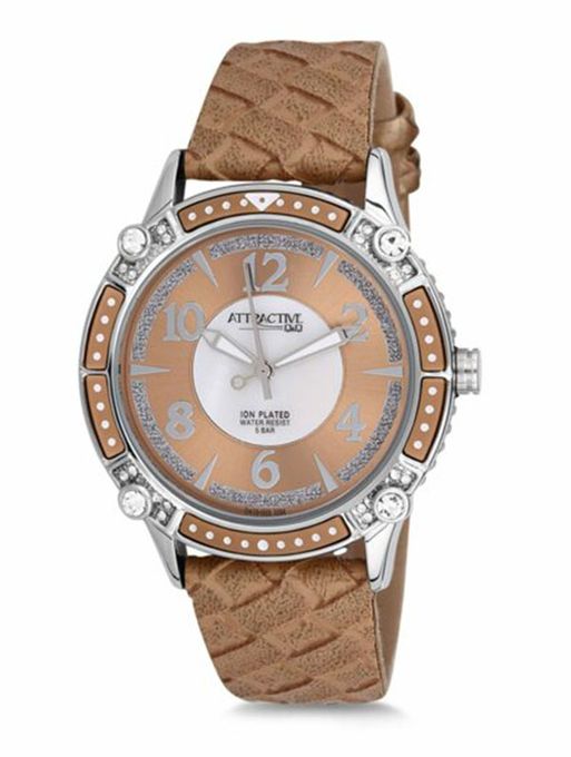  Q&Q Montre-Bracelet Pour Femme Da75J325Y-Argent-Marron