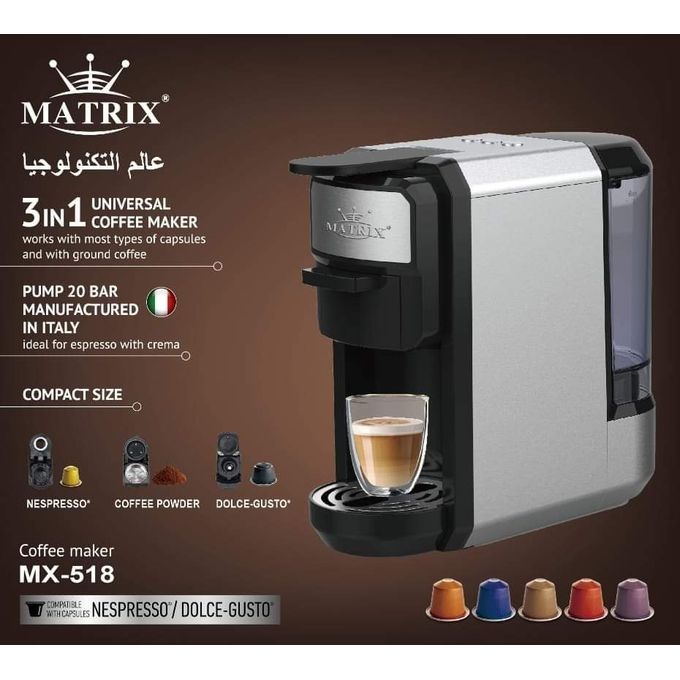 Machine a Café inox 3 En 1 - Dolce Gusto / Nespresso / Poudre 19 Bar  Multismart + presse agrumes - Prix en Algérie