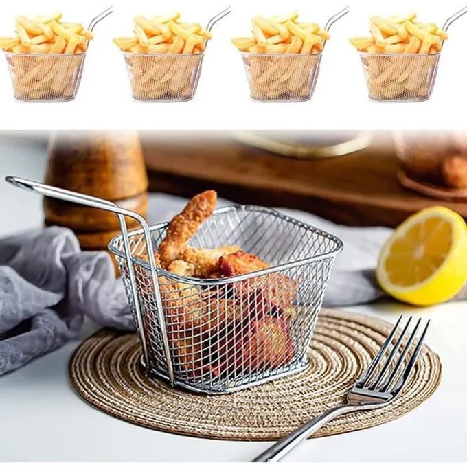  4 PCS Panier à Frites, nuggets en Acier Inoxydable - argent