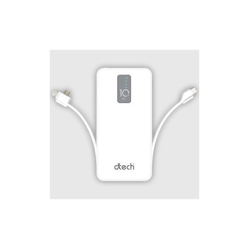  Dtech Power Bank 10000-Mah 3 Sortie - Fast Charging-Blanc