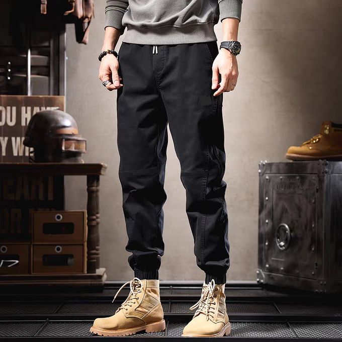  Design Pantalon Homme Cargo Grand Taille Ample Décontracté Super Active Streetwear-Noir