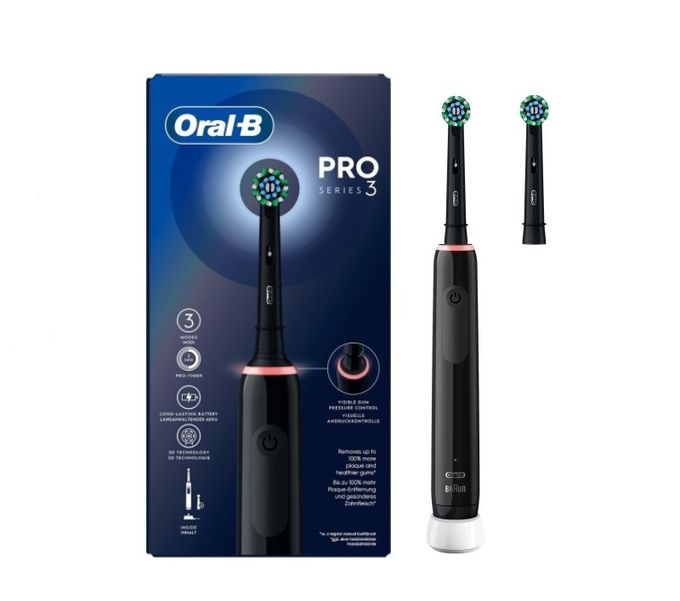  Oral B Brosse a Dent Electrique Pro Series 3  – Technologie 3D -Avec 2 Brossettes – Black