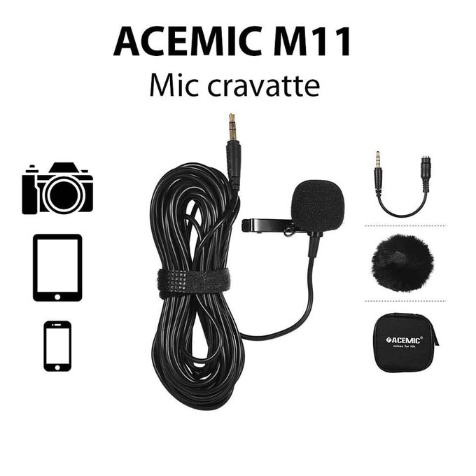  Microphone Cravate Lavalier AUX Audio 3.5mm ACEMIC M11 Omnidirectionnel