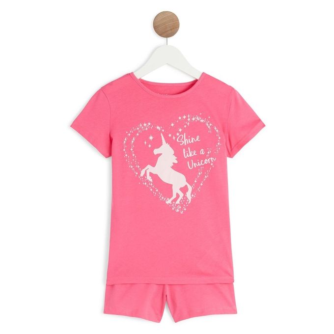  INEXTENSO Pyjama Short Fille  – Petite Licorne – Rose
