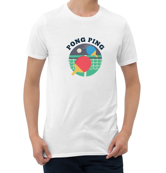  T-Shirt Design Col Rond - Collection Sport - Pong Ping - Blanc
