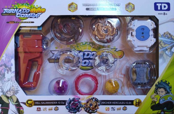  Générique Toupie Beyblade Tornado Gyro Combat (hell salamander vs archer hercules)