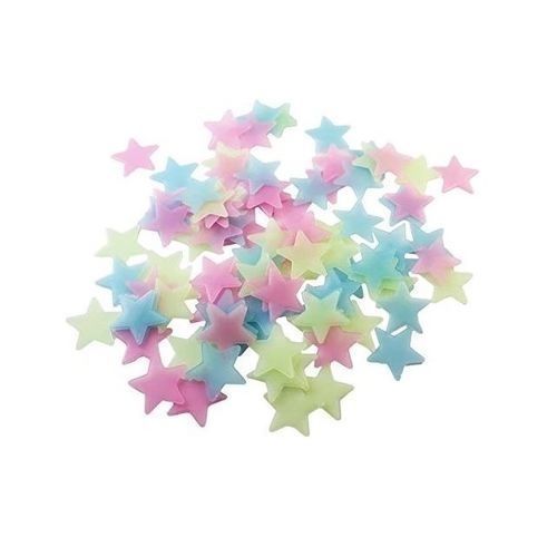  Lot De 100 Etoiles Lumineuses Phosphorescente - Multi Couleur