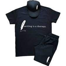  DJEB'S Ensemble WRITING IS A THERAPY TShirt & Short avec casquette - Confortable -noir