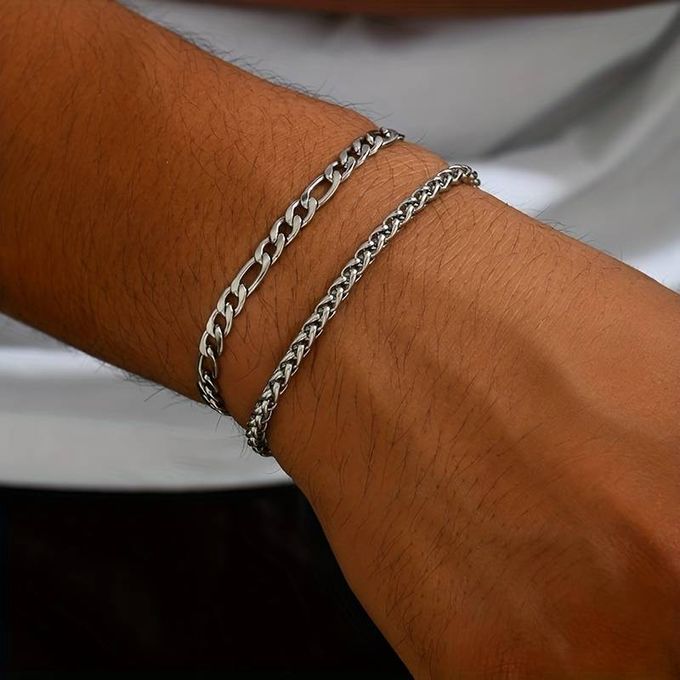  2 Pièces de Bracelets à chaîne torsadée en acier inoxydable pour Hommes