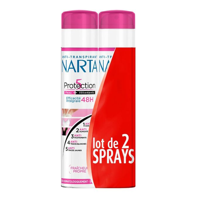  Narta Lot de 2 Déodorants Protection 5 Femme (2 x 200ml) - Athentique Original