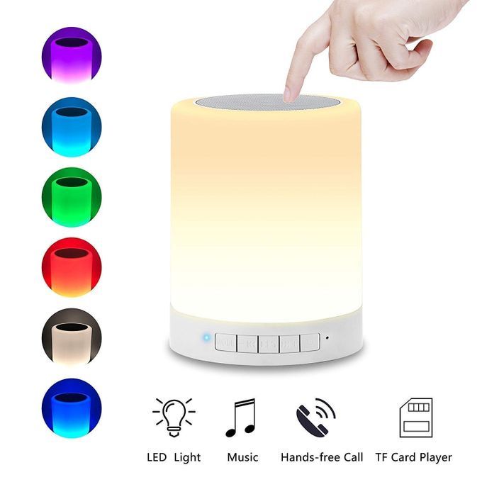  Générique Veilleuse Lampe LED & Haut-Parleur Bluetooth Sans Fil - Multi Couleurs - Blanc