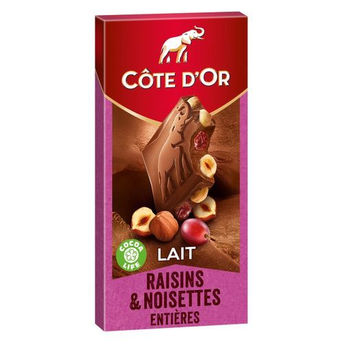  Côte d'or Chocolat au lait raisin et noisette, Côte d'Or (180 g)