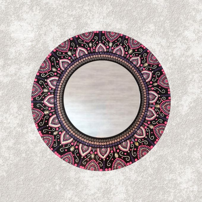  Miroir Mandala en Bois Peint à la Main - Charme Artistique et Décoratif pour l’Intérieur