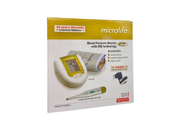  Microlife TENSIOMETRE AUTOMATIQUE+THERMOMÈTRE AVEC ADAPTATEUR BP-3AG1 GOLD