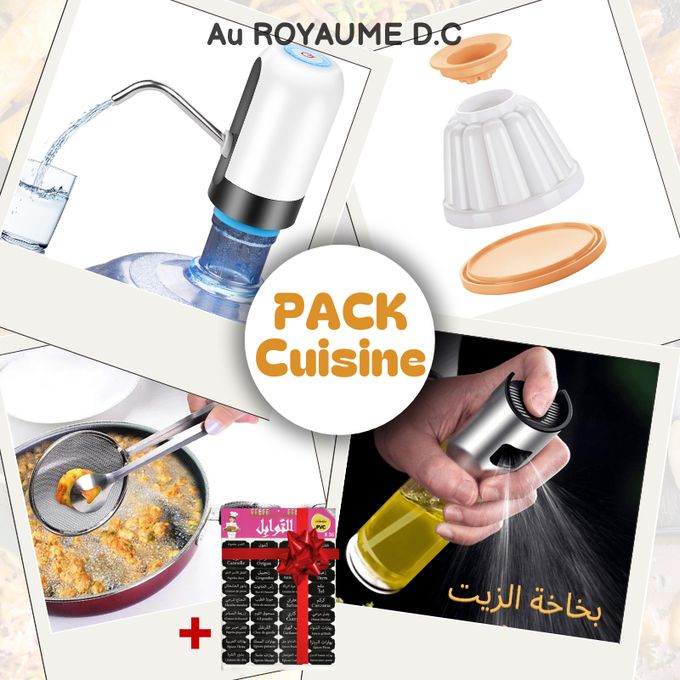  Pack Accessoires De Cuisine 6 moules à flan +distributeur d'eau automatique + Pince Burak +spray d'huile + Cadeau