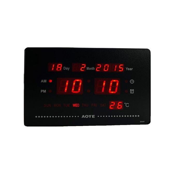  Horloge Murale LED Heure Date Température Affichage LED