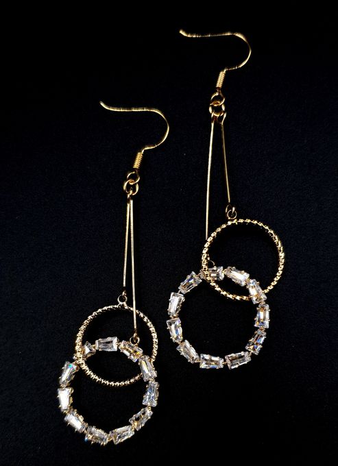  Boucles D'oreilles Créoles - à Strass - Doré