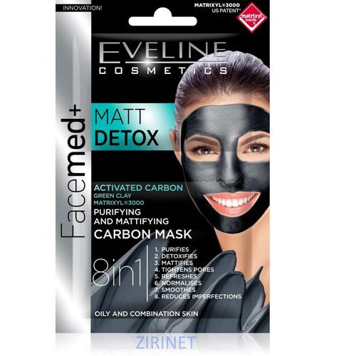  Eveline Cosmetics Masque Visage au charbon purifiant et matifiant - Hydra Deep Détox 8 en 1