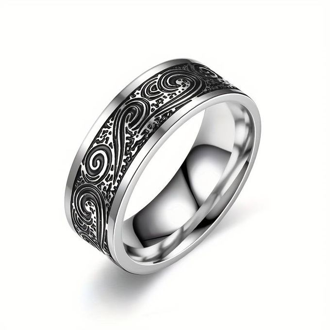  Bague Vague De Mer Pour Hommes-Argent