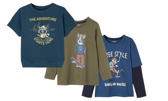  Vertbaudet Lot de 3 T-Shirts Garçon – Les aventuriers – Bleu et Marron