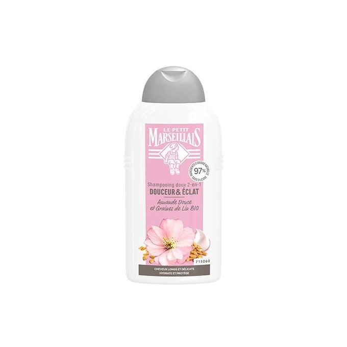  Le Petit Marseillais Shampooing Douceur & Eclat, Amande Douce & Graines de Lin BIO 250 ml - Original FR