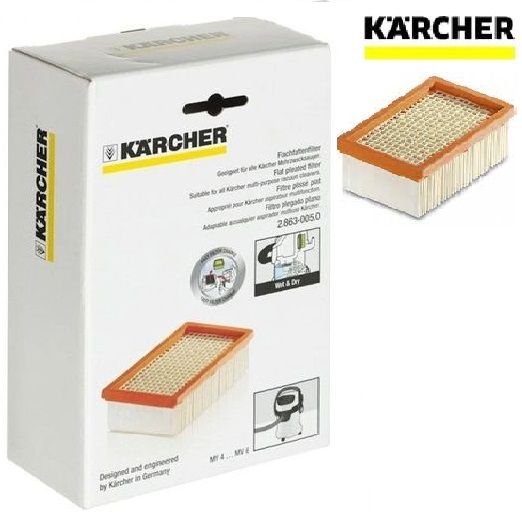  Karcher Filtre Cartouche Plissé Plat Pour Aspirateurs  Wd4 Wd5 Wd6 Mv4 Mv5 Mv6 --Jaune