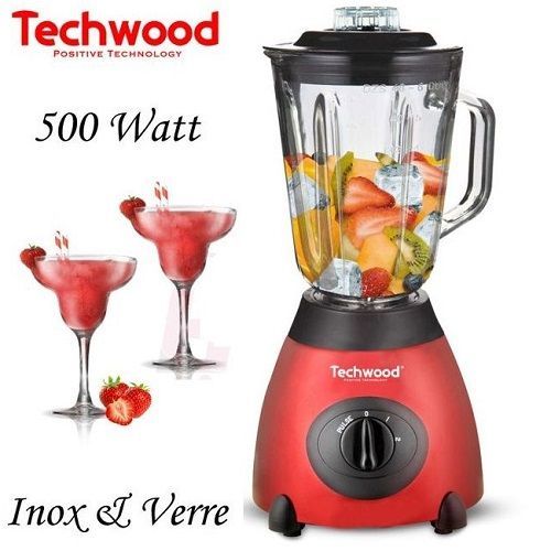  Techwood Blender Inox Bol En Verre- 500W- 1.5 L