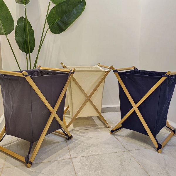  Panier à Linge en bois pliable, Panier De Rangement Pour Vêtements