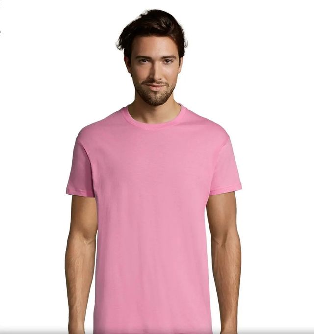  T-shirt Pour Homme - Col Rond - 100% Coton - Rose