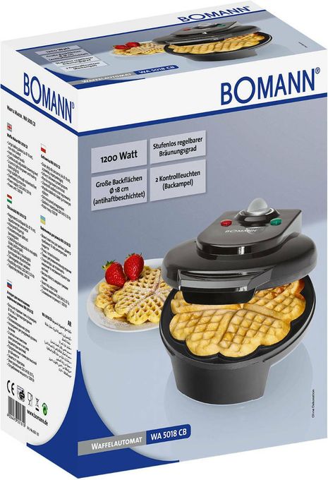  Bomann Gaufrier - 5 Gaufres - 1200 Watts - Wa 5018 Cb - noir