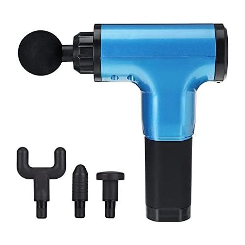  Masseur Pistolet Musculaire Électrique - 4 Têtes - Noir/Blue