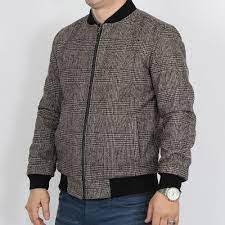  Full & Full Veste Homme Blouson Motif à Carreaux Alpaga Classe Tissu Vintage Tendance- Gris