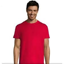  T-shirt Pour Homme - Col Rond - 100% Coton - Rouge