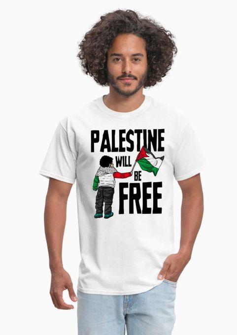  T-Shirt a Motif Palestine Unisexe - Blanc