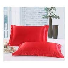  CASA-DJIJOU Lot De 2 Taies D'Oreiller  Rouge Unie Tissu Microfibre 55 X 70 Cm