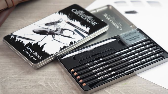  Cretacolor Deep Black Drawing Set Assortiment de 10 pièces