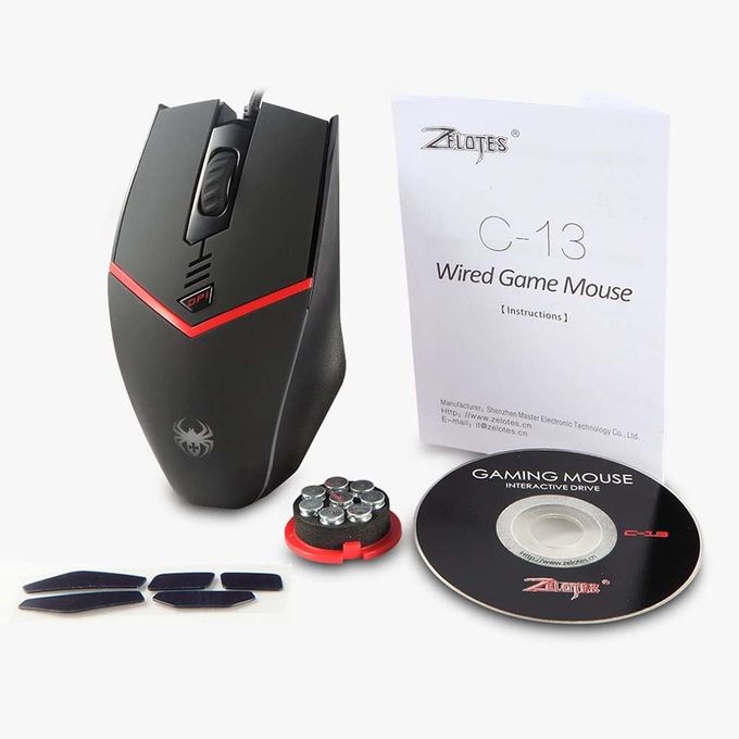  ZELOTES Souris Gaming Filaire Wired USB C-13 3200DPI avec poids amovibles