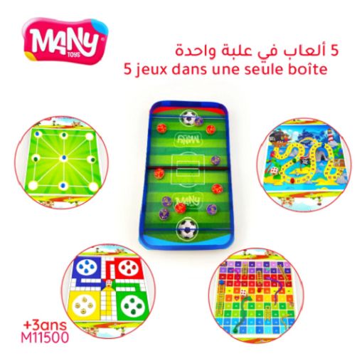  MANY TOYS 5 Jeux en 1 (ludo-passe trappe-tic tac-serpents et échelles-pirates)