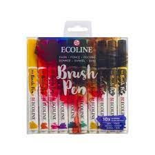  Royal Talens Brush Pen set foncé Professionnel " Ecoline" / 10 couleurs