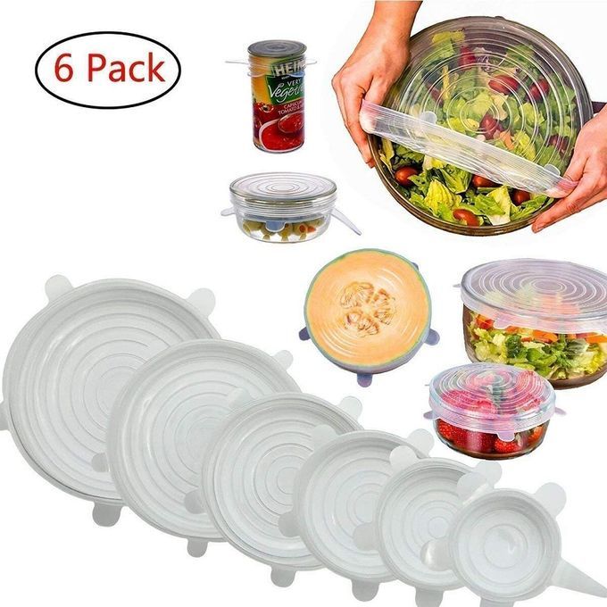  Pack De 6 Couvercles De Nourriture Extensibles En Silicone - Transparent