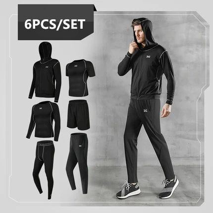  Ensemble 6 Compression Homme Tenue Sport Fitness Tee Shirt Compression Legging