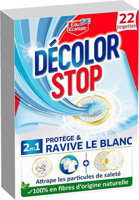  Decolor Stop 22 Lingettes Anti-Décoloration Ravive le Blanc