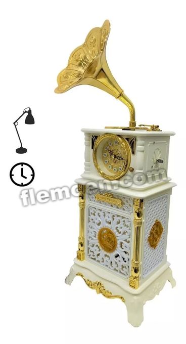  lampe classique horloge phonographe boîtes à musique antiques-blanc